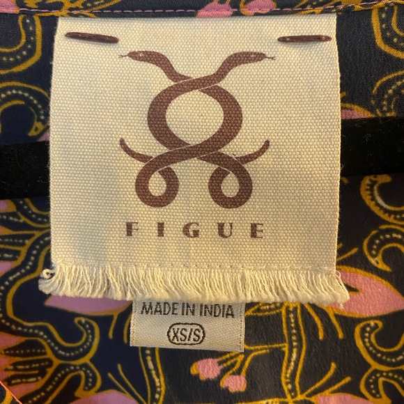 Figue Eliza V-Neck Gypsy Batik-Print Kaftan Dress Coverup Silk - Picture 4 of 6